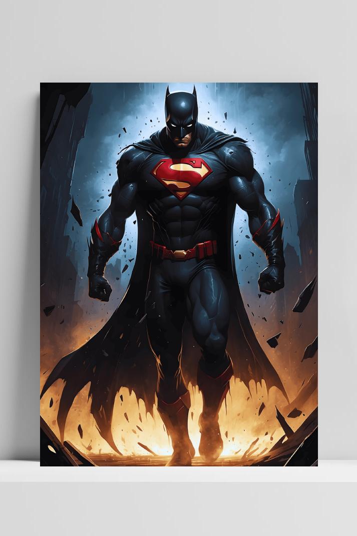 Batman Superman op 3mm aluminium dibond