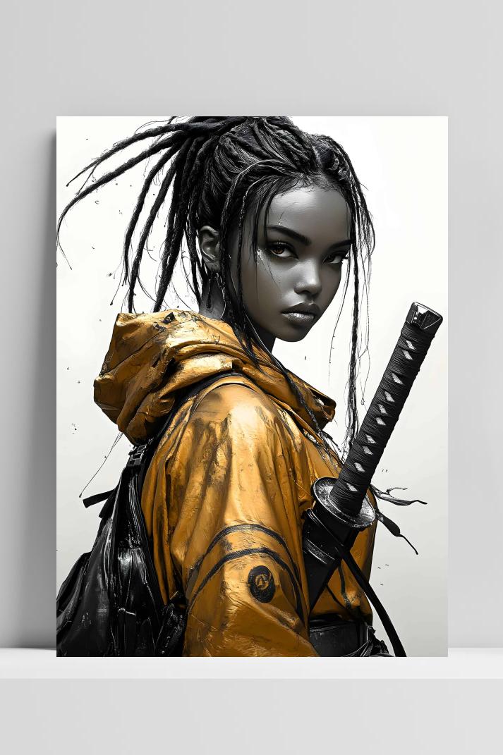 Dreadlock Strijder op 3mm aluminium dibond