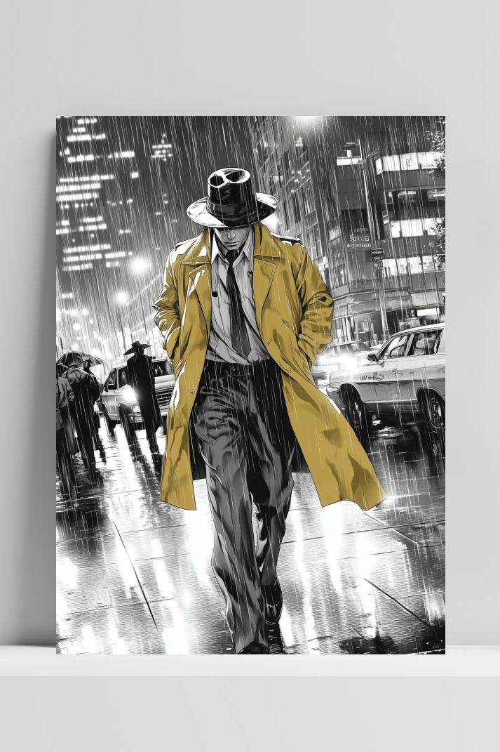 Detective Rain op 3mm aluminium dibond