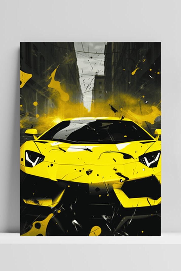 Lambo Poster op 3mm aluminium dibond