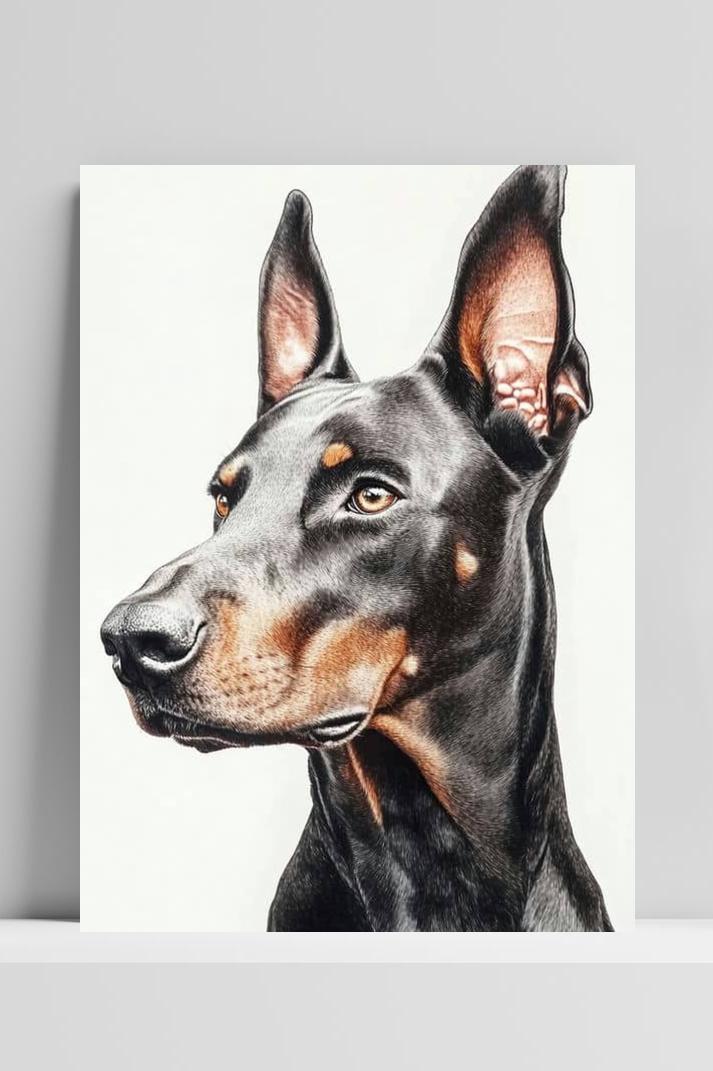 Dobermann op 3mm aluminium dibond