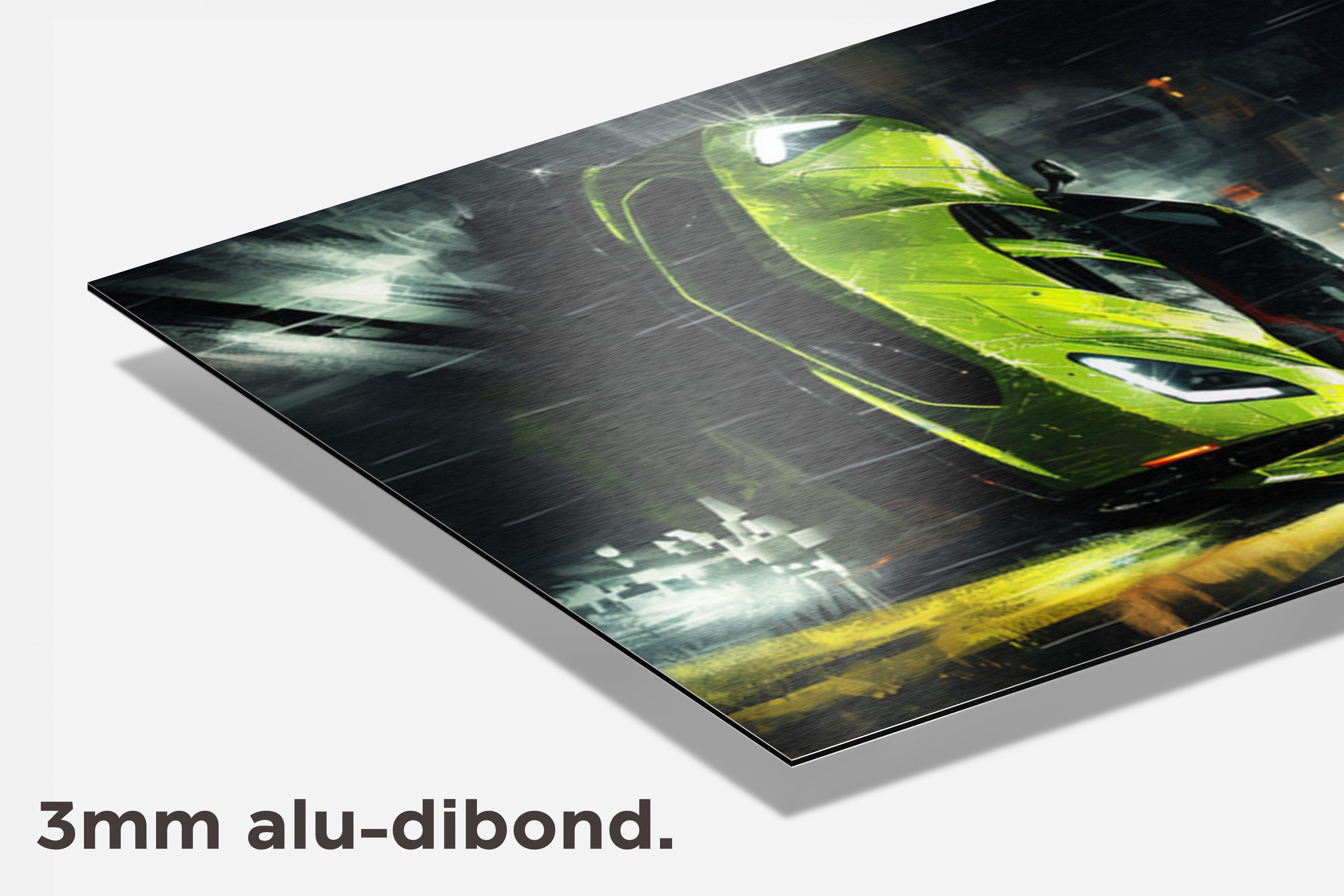Groene Sportauto Abstract dibond detail