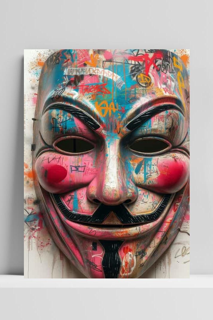 Vendetta Masker op 3mm aluminium dibond