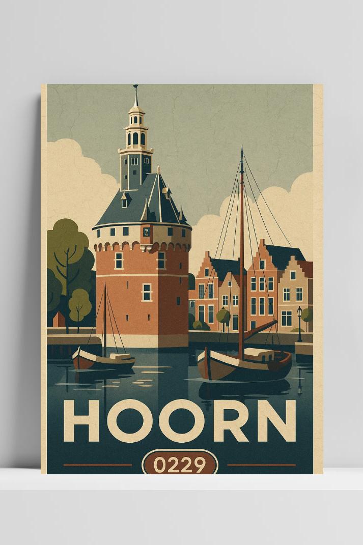Hoorn Text Vintage op 3mm aluminium dibond