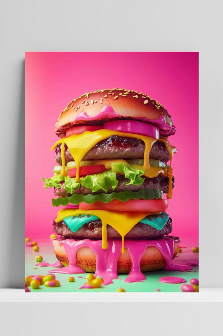 Gigantische Hamburger op 3mm aluminium dibond