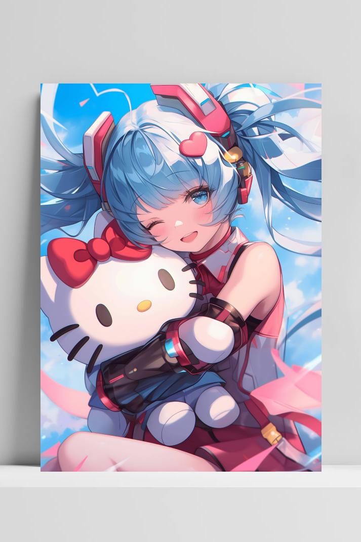 Hello Kitty op 3mm aluminium dibond