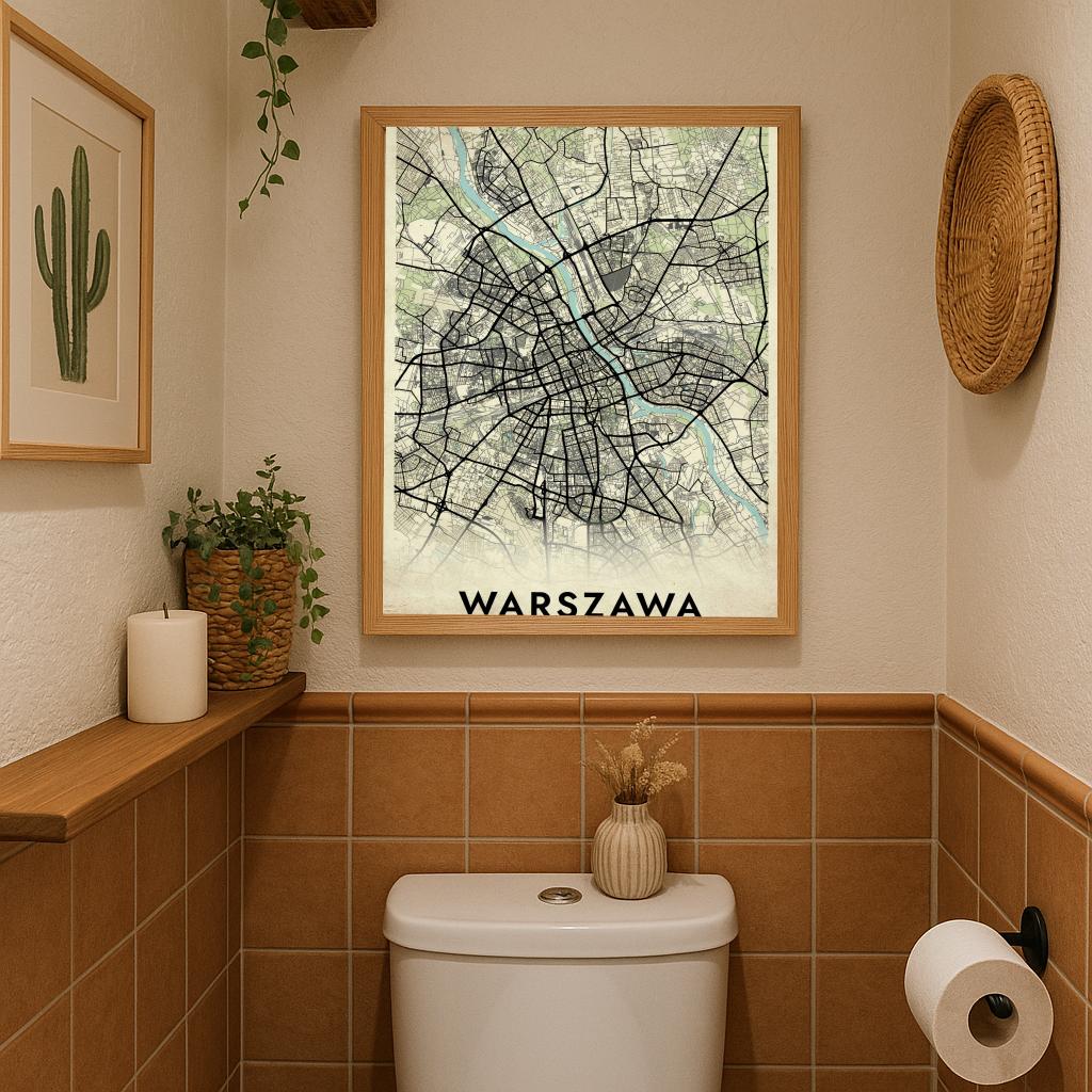 Warszawa Map Polska Vintage poster sfeerbeeld 3