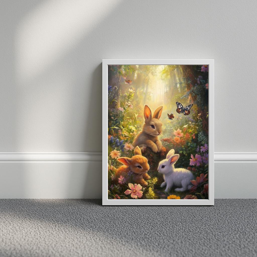 Rabbits Forest Aquarel poster sfeerbeeld 3