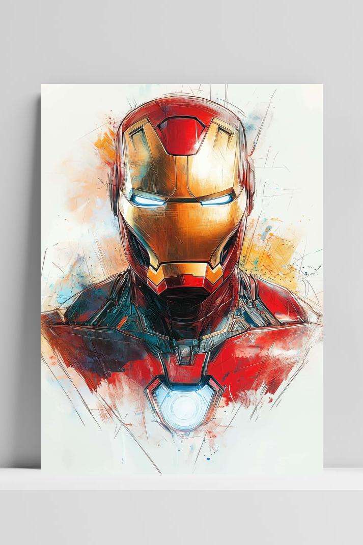 Iron Man Portrait Marvel op 3mm aluminium dibond