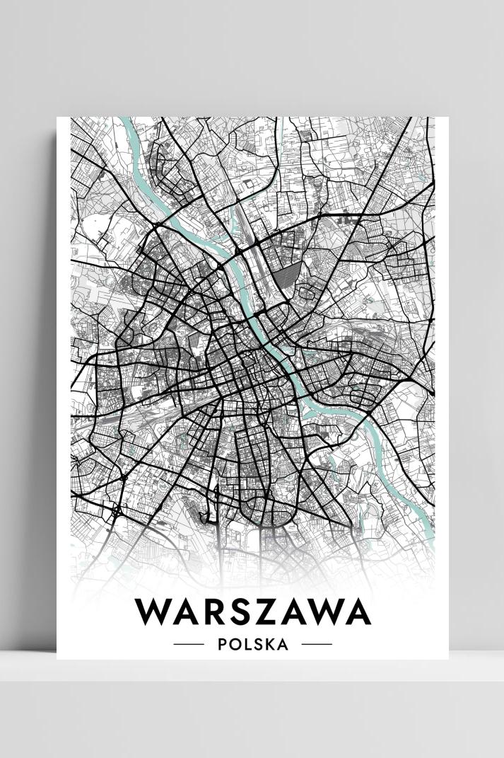 Warschau Kaart Polen op 3mm aluminium dibond
