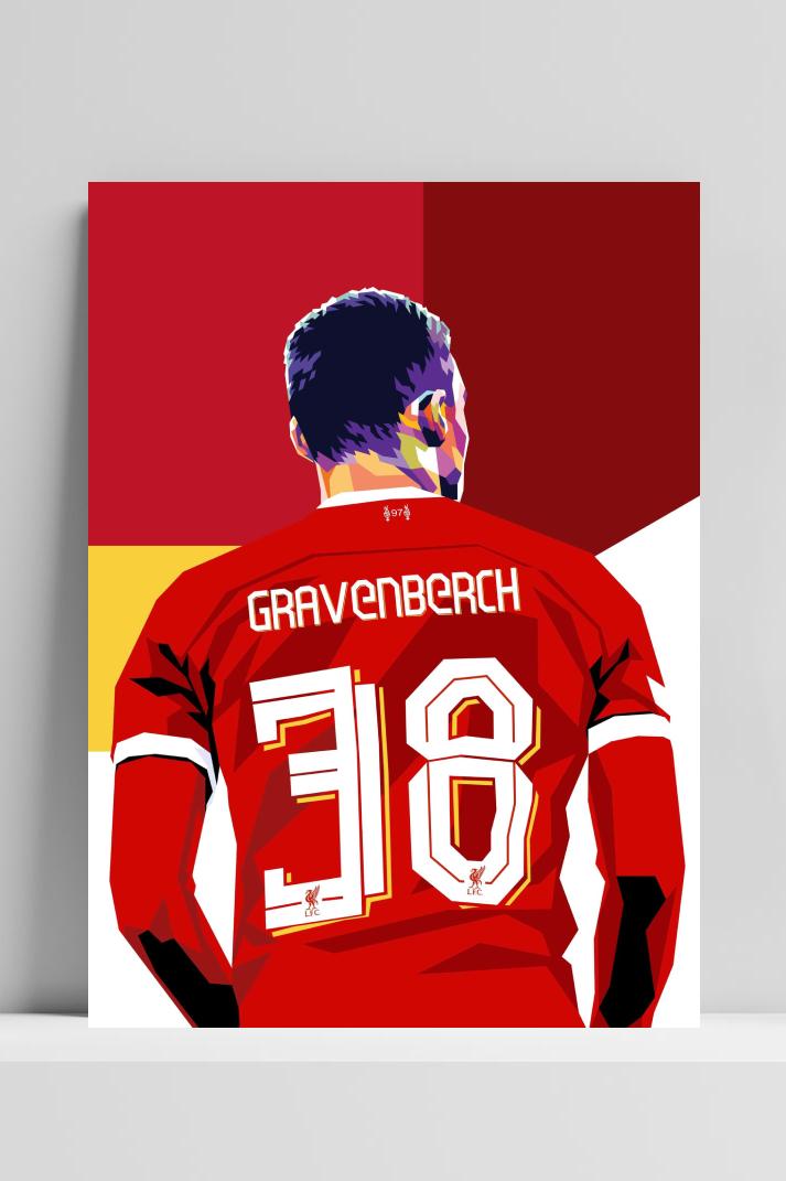 Ryan Gravenberch Pop Art op 3mm aluminium dibond