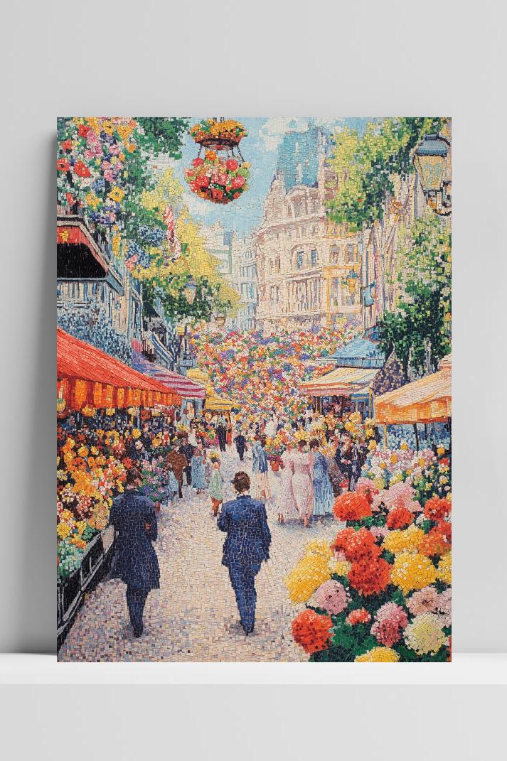 Dutch Flower Market op 3mm aluminium dibond
