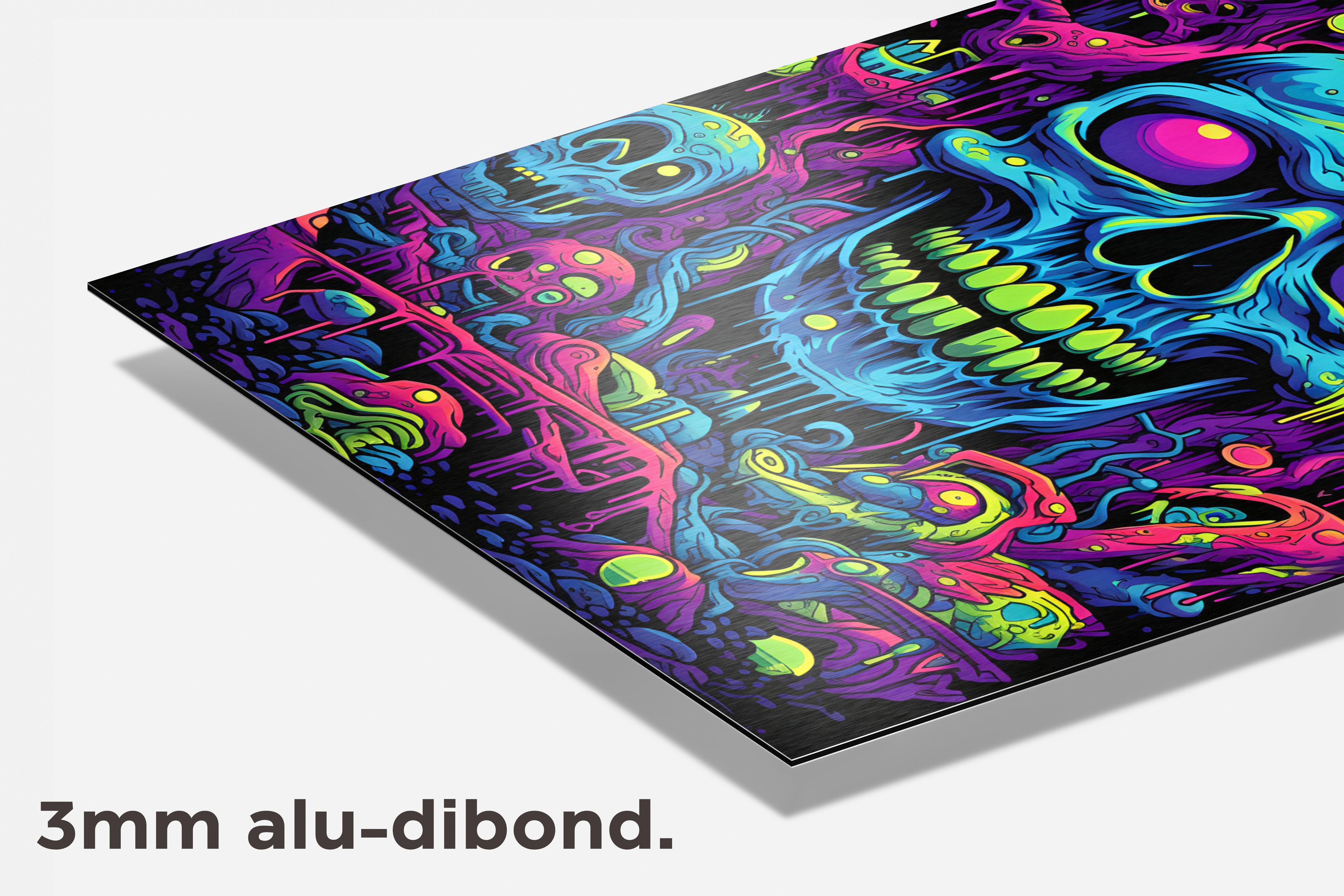 Neon Skull Groen dibond detail
