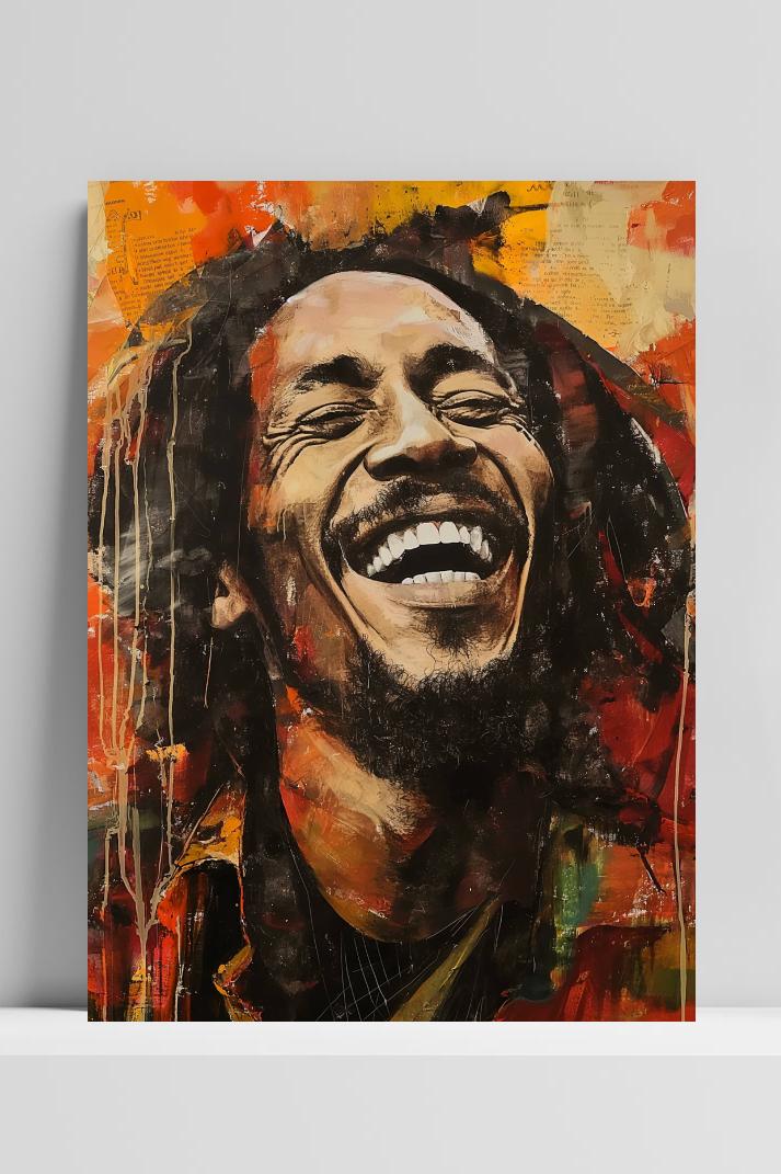 Bob Marley Lach op 3mm aluminium dibond