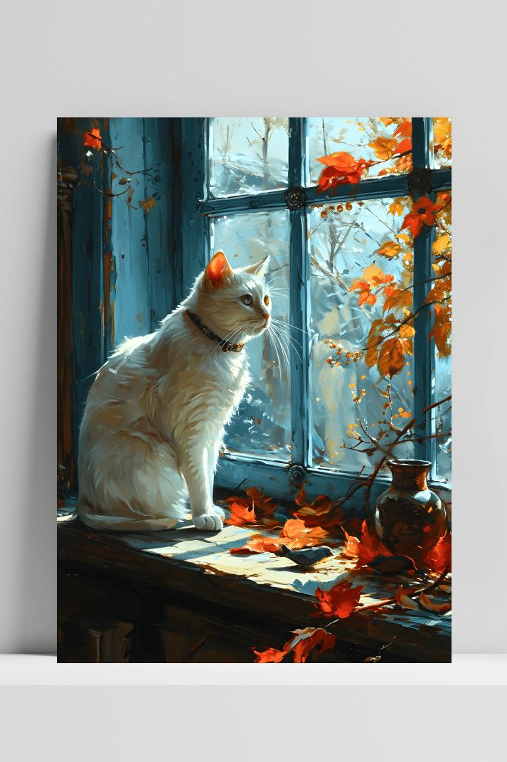 Kat Aquarel op 3mm aluminium dibond