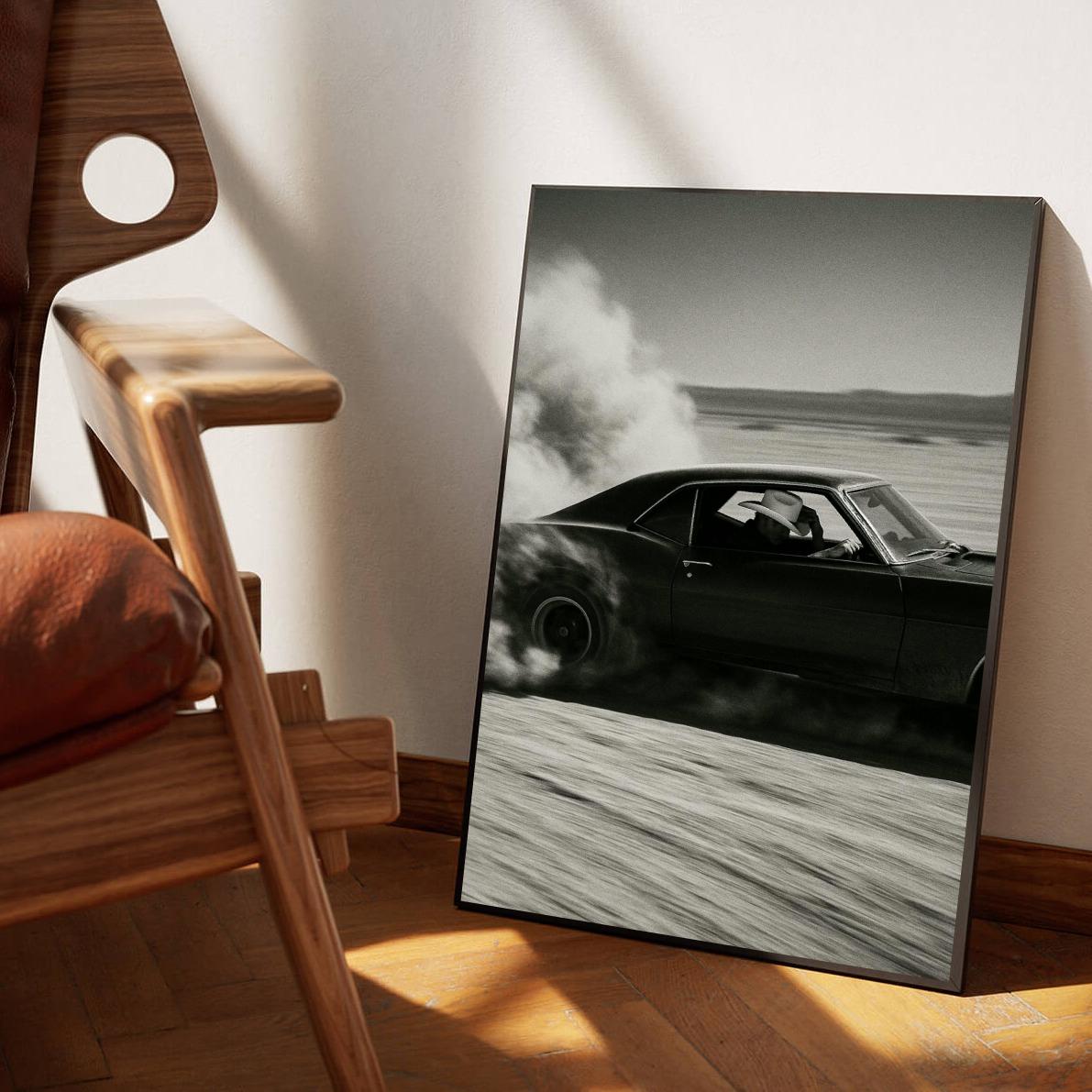 Cowboy Car B&W poster sfeerbeeld 1