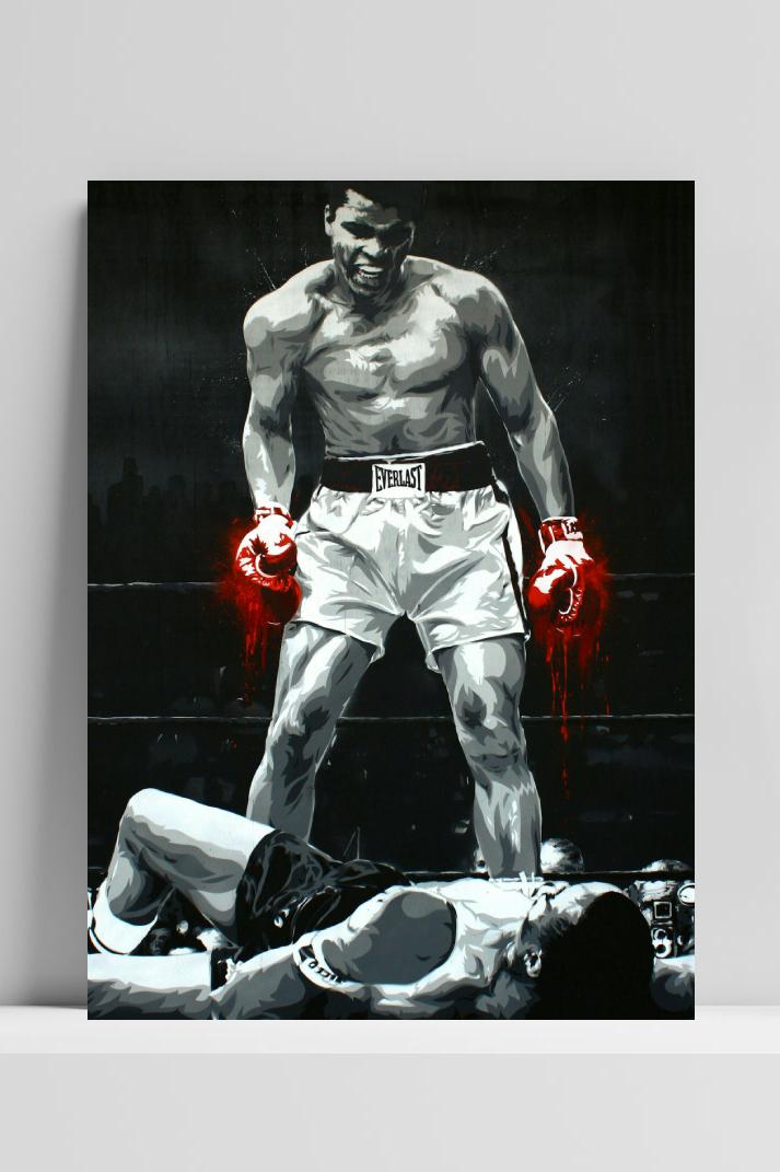Muhammad Ali Poster op 3mm aluminium dibond
