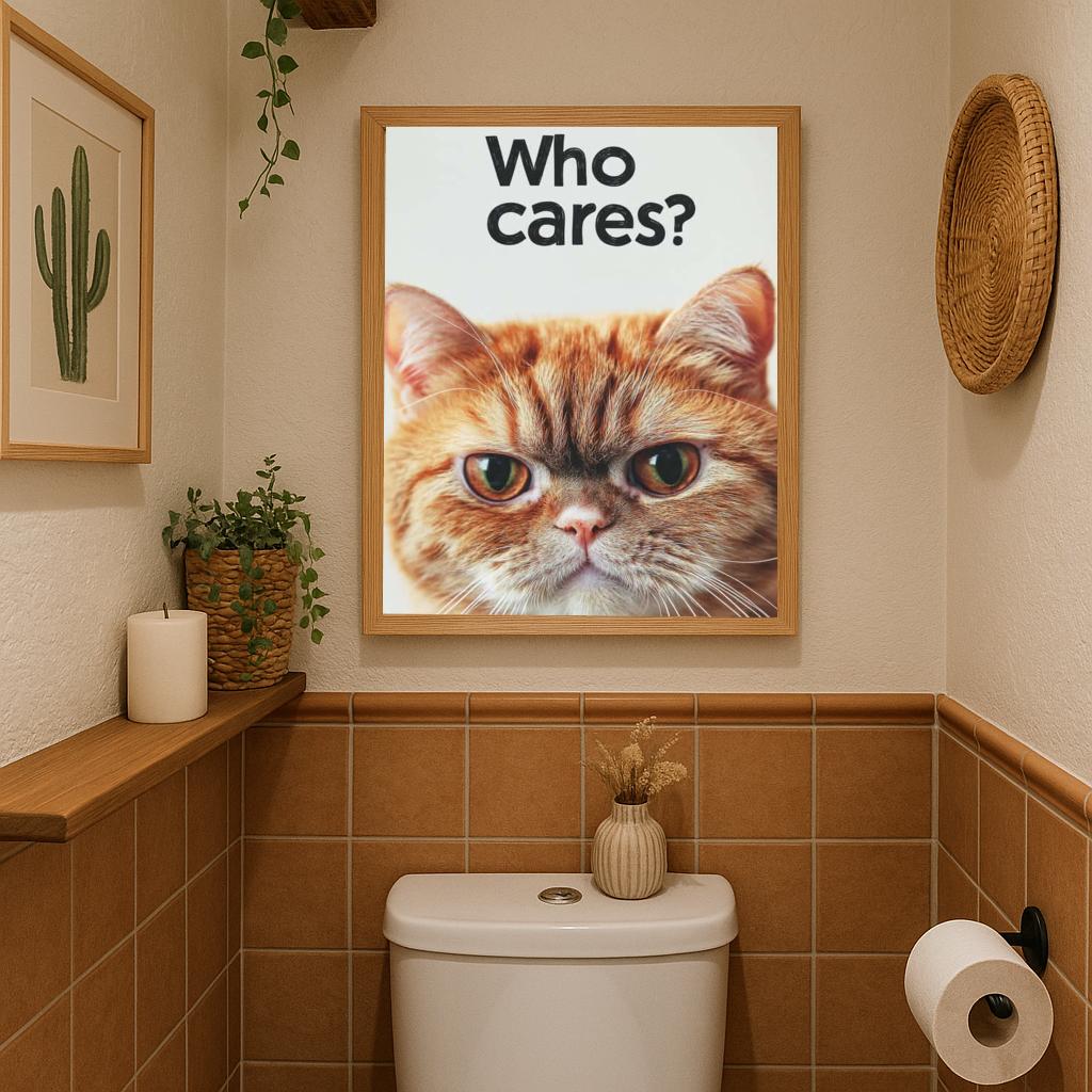 Who Cares Cat Text poster sfeerbeeld 2