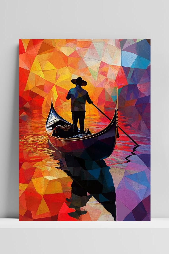 Gondola Venice Pop Art op 3mm aluminium dibond