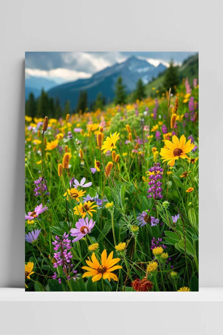 Wilderbloemenveld op 3mm aluminium dibond