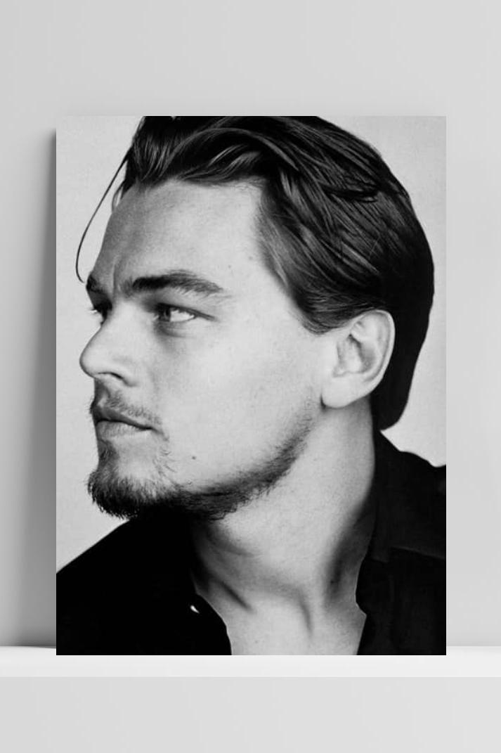 Leonardo Dicaprio Zwart Wit op 3mm aluminium dibond