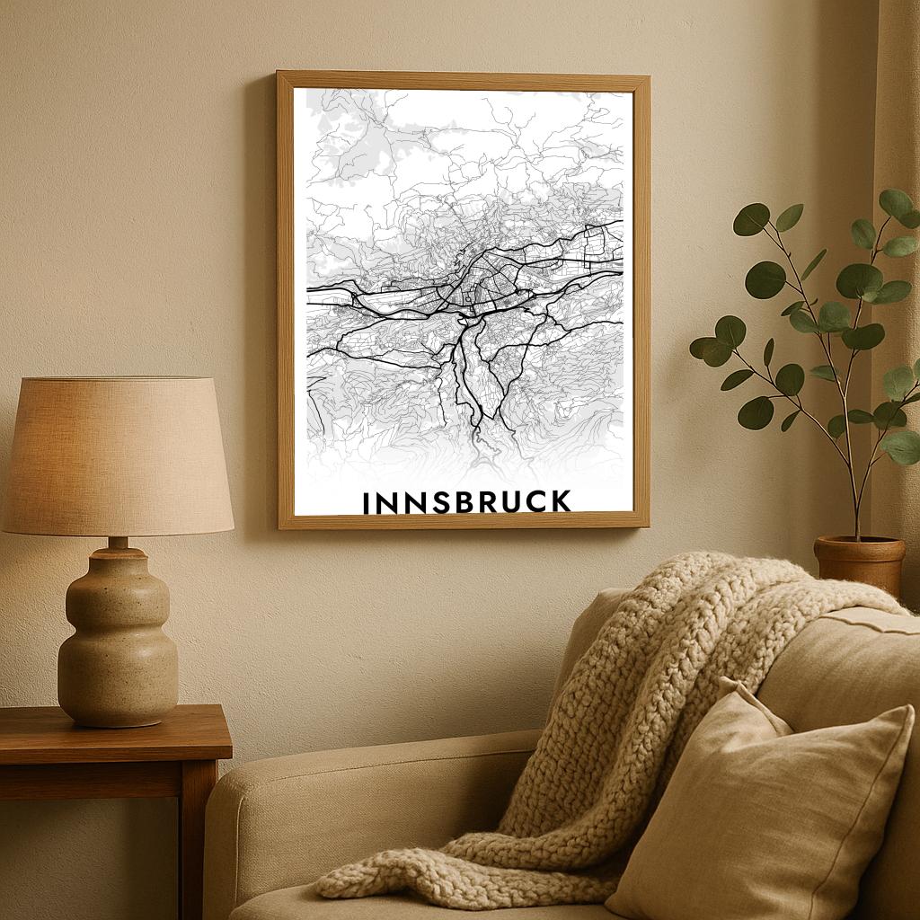 Innsbruck Map Österreich White poster sfeerbeeld 2