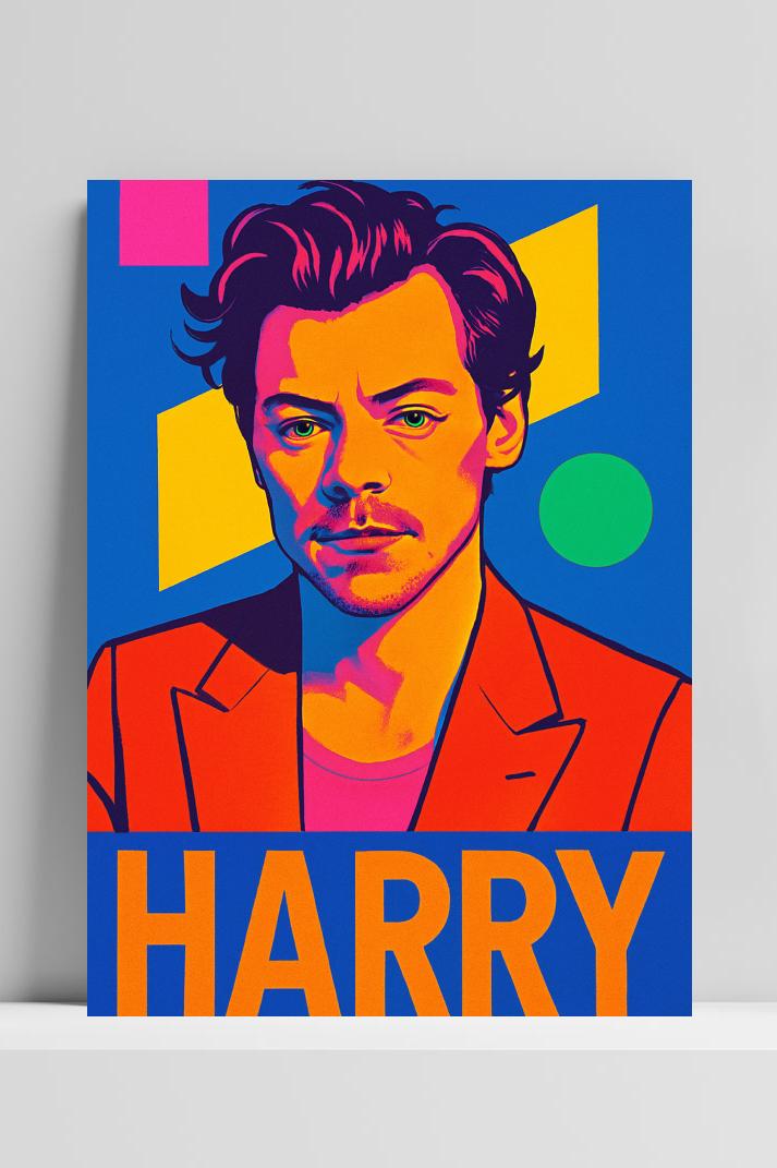 Harry Styles Pop Art op 3mm aluminium dibond