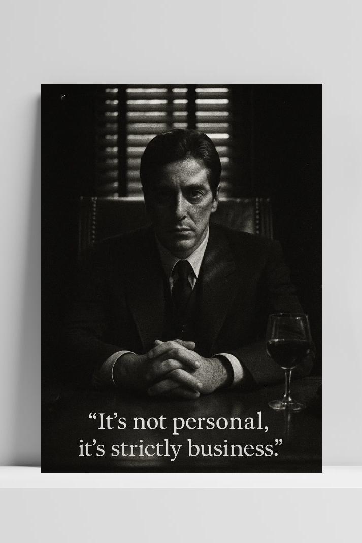 Al Pacino It's not Personal Text B&W The Godfather op 3mm aluminium dibond