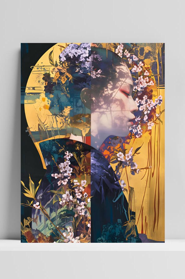 Oosterse Vrouw op 3mm aluminium dibond