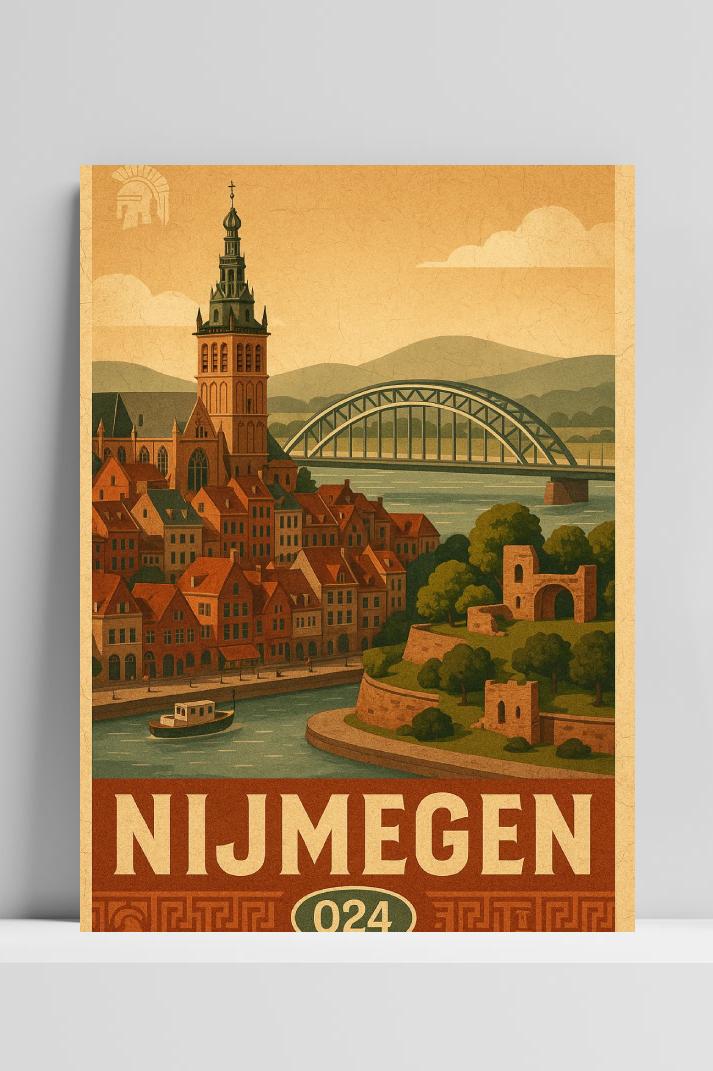 Nijmegen Netherlands Vintage Text op 3mm aluminium dibond