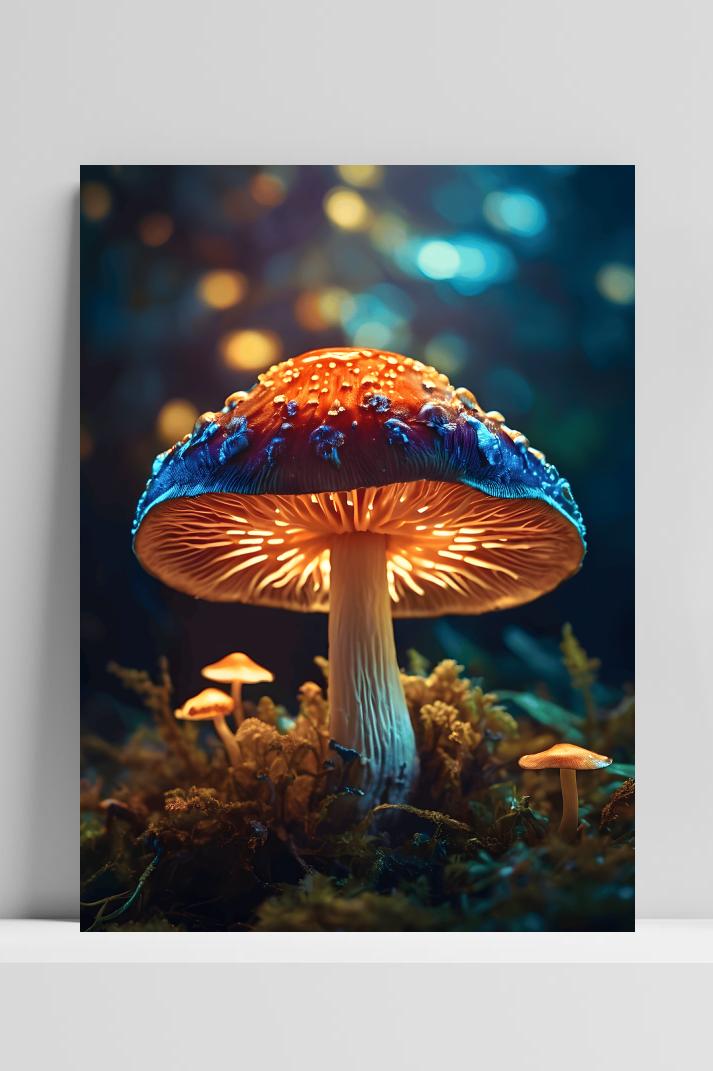 Gloeiende Paddestoel op 3mm aluminium dibond