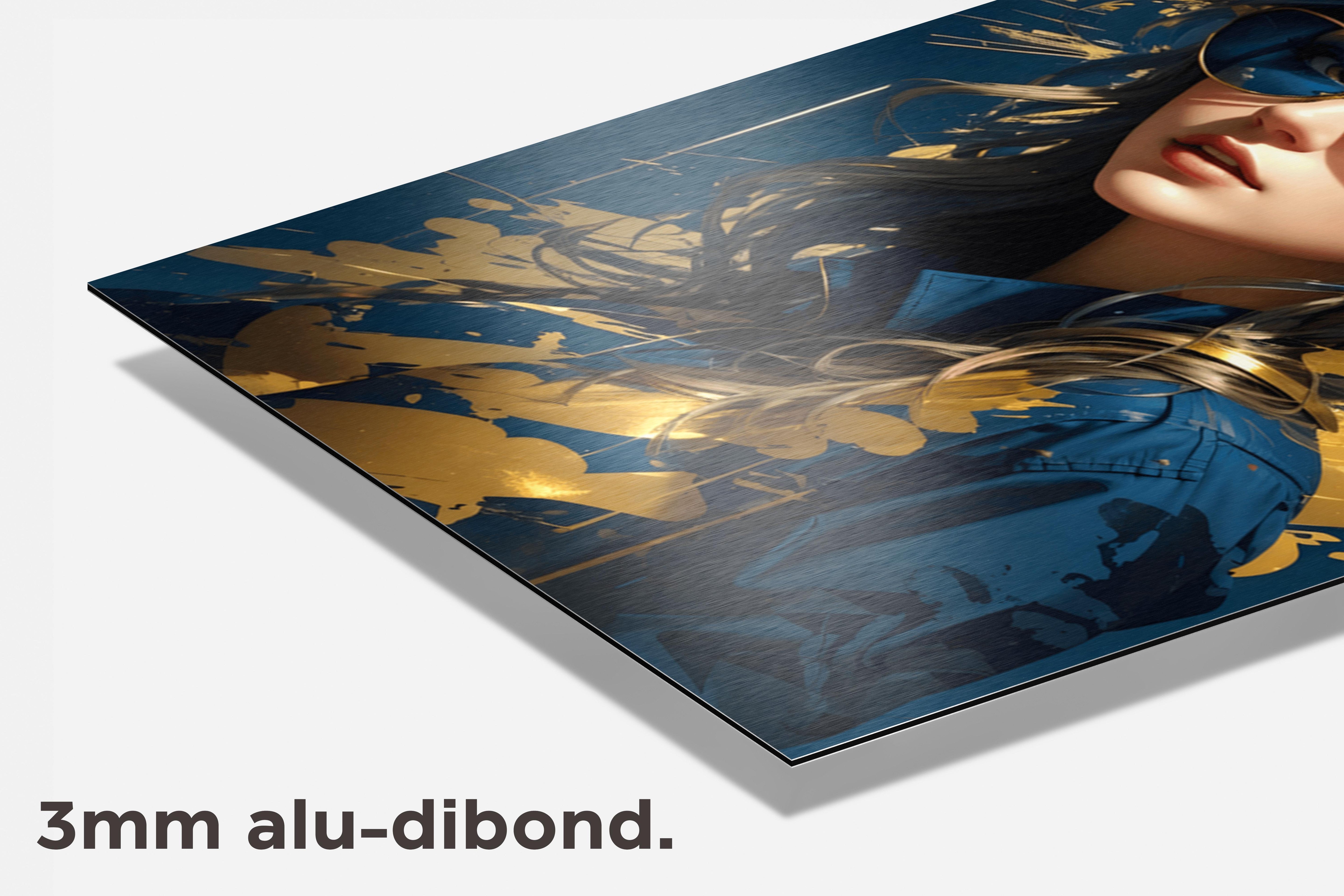 Gouden Vrouw Gamer dibond detail
