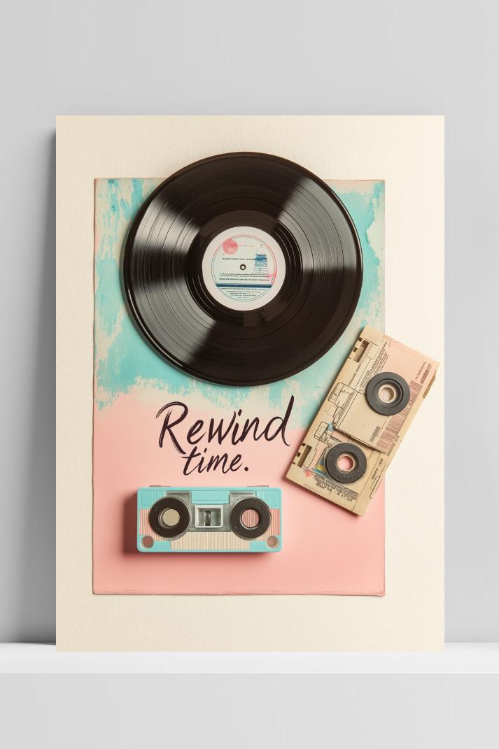 Rewind Time op 3mm aluminium dibond