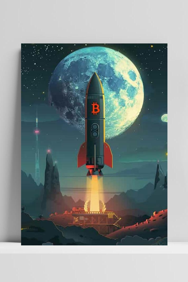 Bitcoin Ruimteschip Lancering op 3mm aluminium dibond