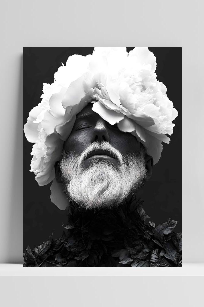 Bloem Haar Baard op 3mm aluminium dibond