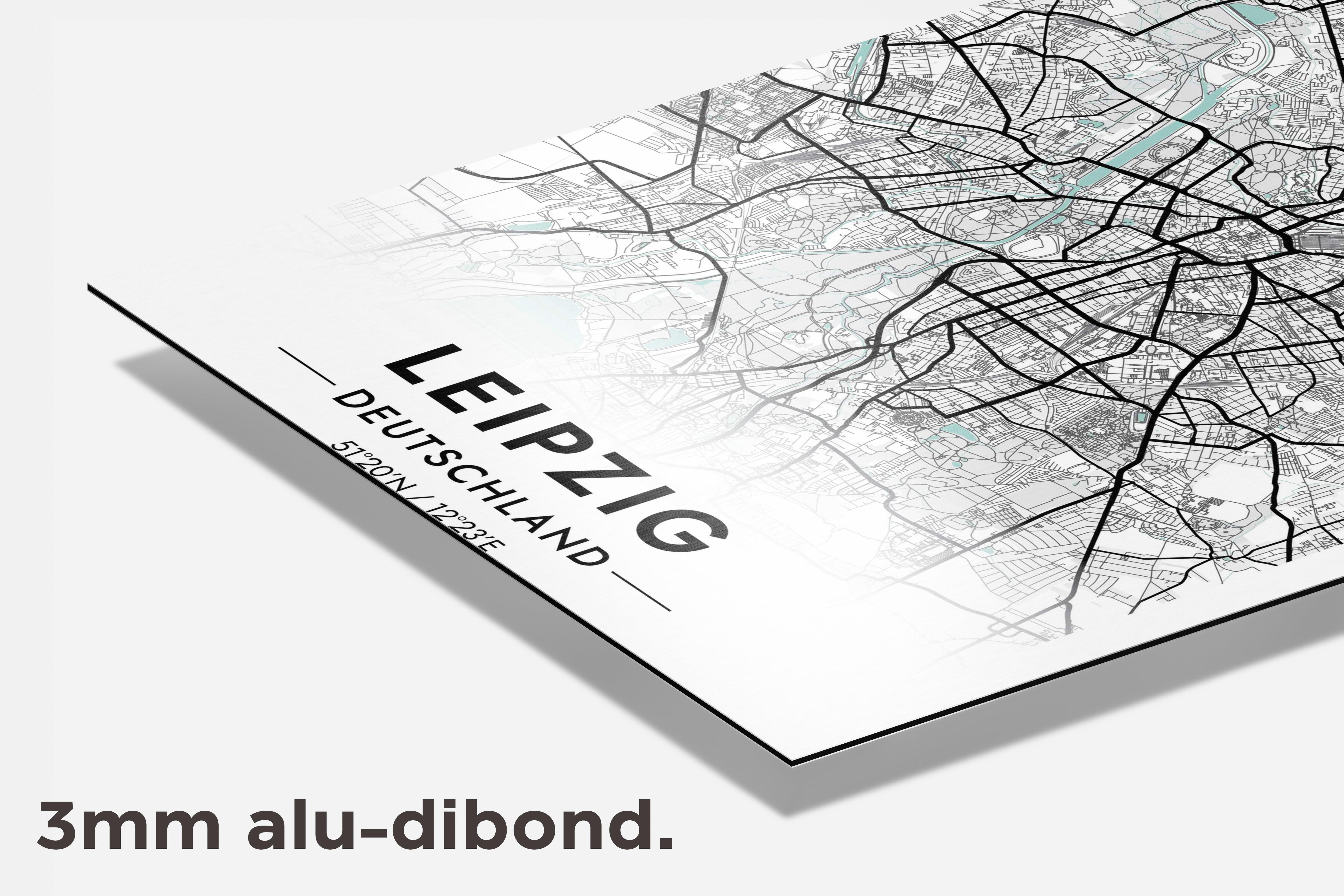 Leipzig Kaart Duitsland dibond detail