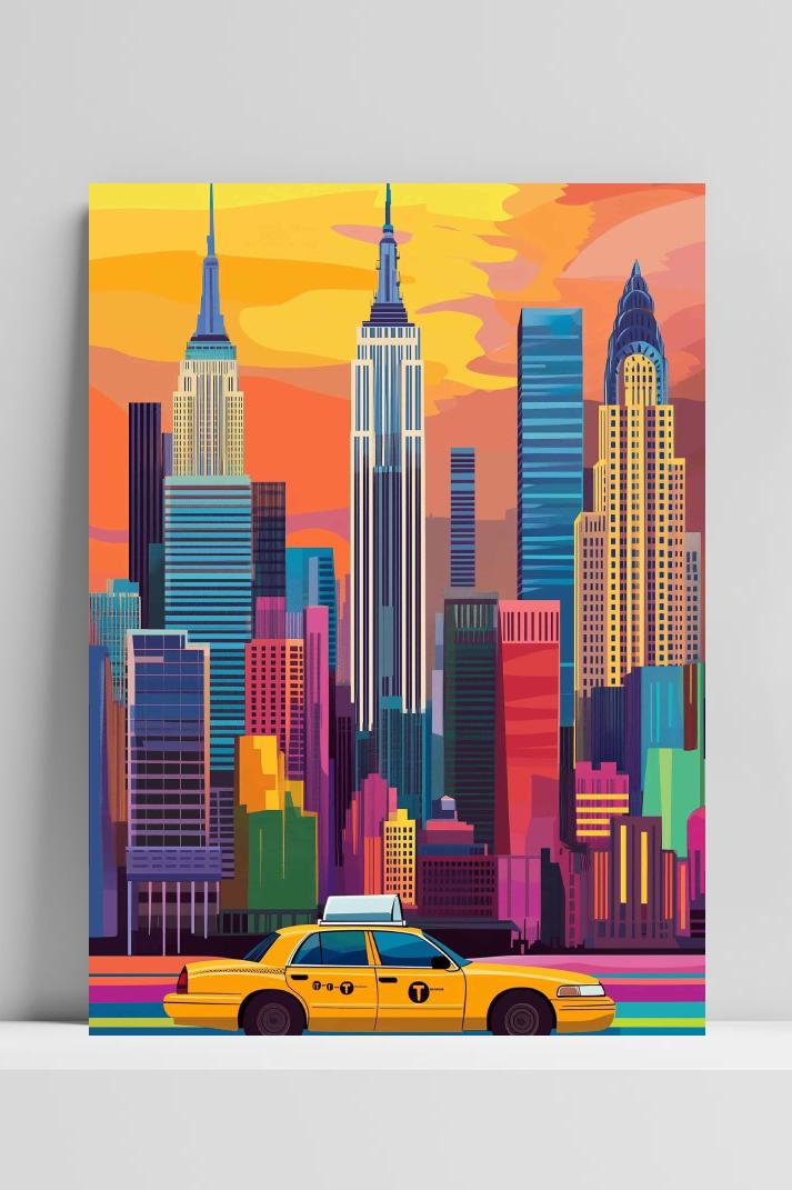 New York Skyline op 3mm aluminium dibond