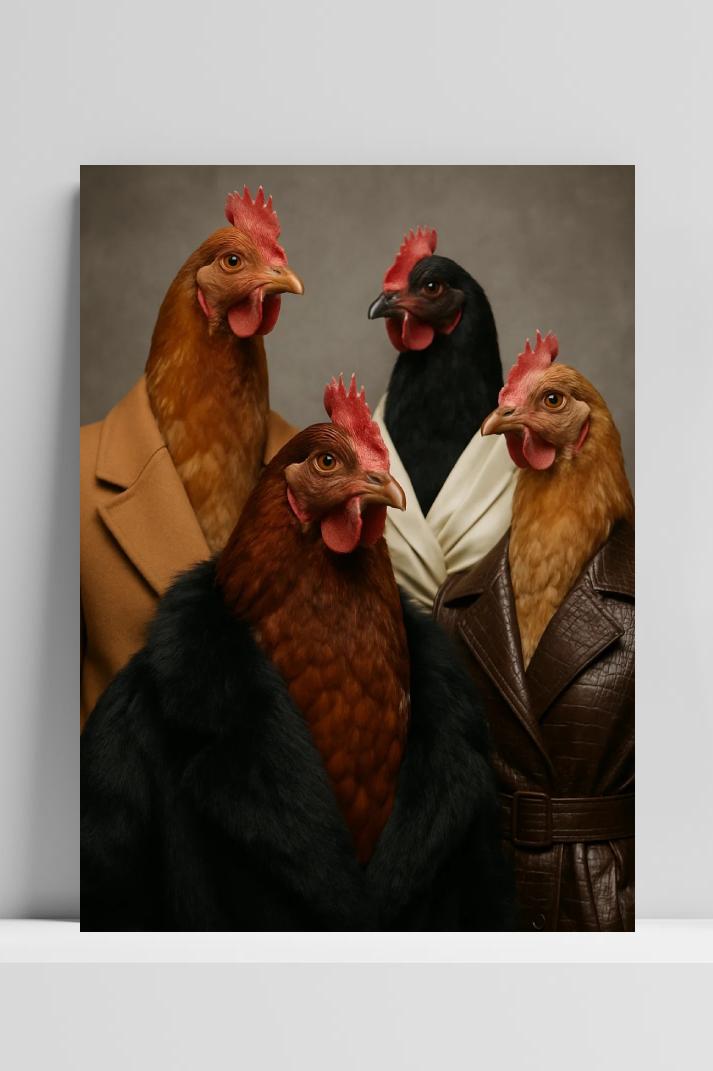 Chicken Fashion op 3mm aluminium dibond