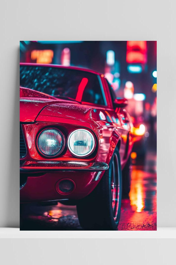 Rode Auto Neon op 3mm aluminium dibond