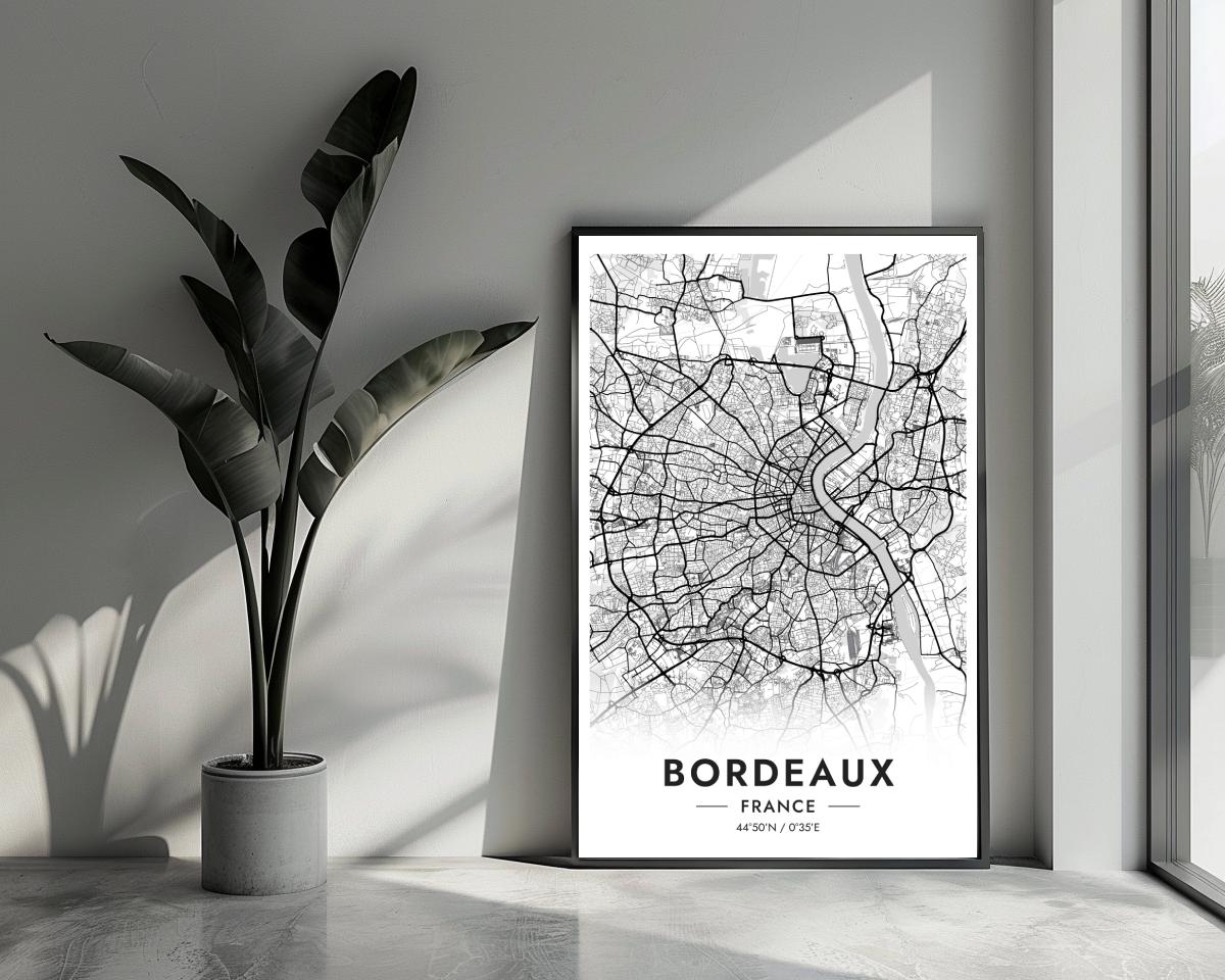 Bordeaux Map France White poster van 25 Artstreet