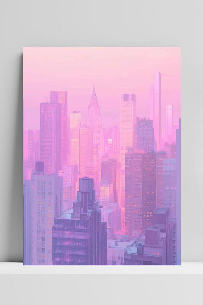 Stadsgezicht Pastel op 3mm aluminium dibond