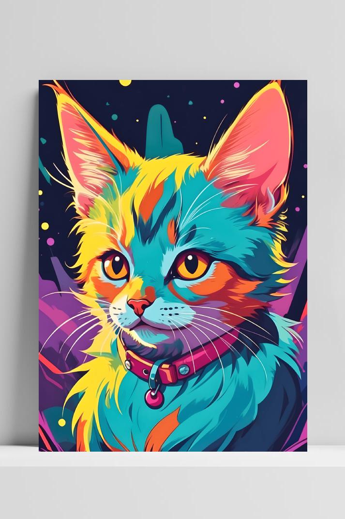Kat Cartoon op 3mm aluminium dibond