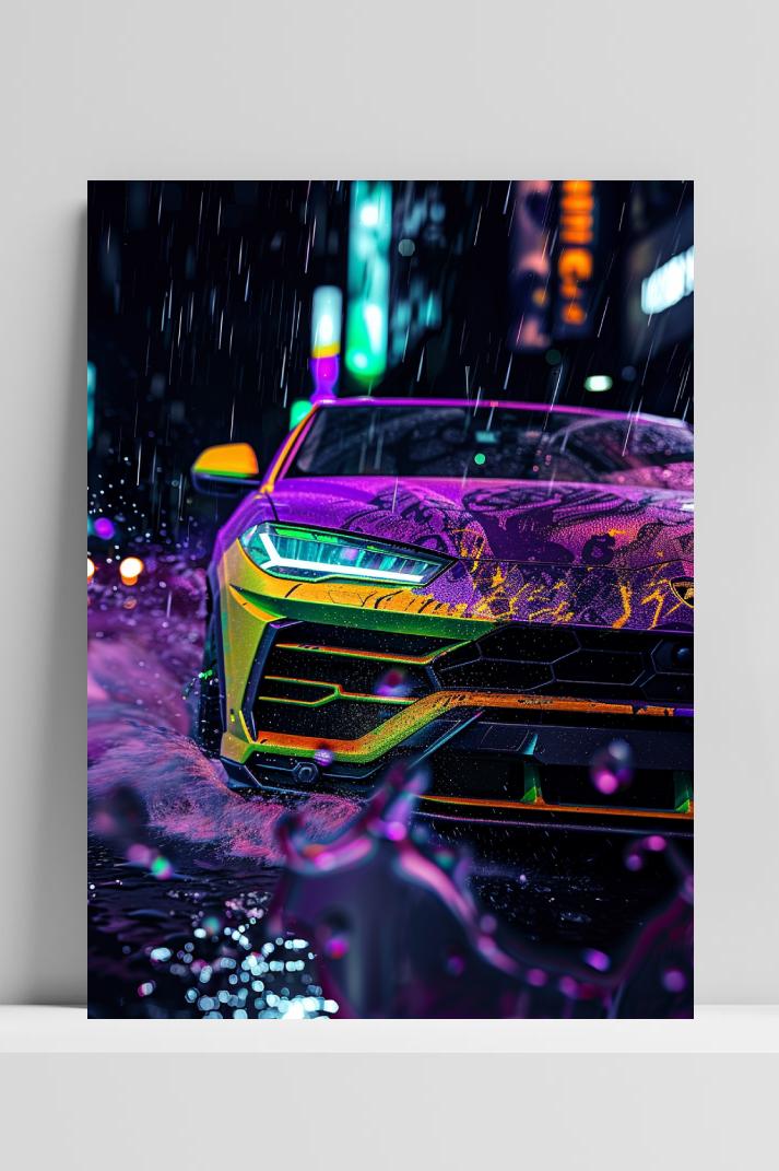 Lamborghini neon op 3mm aluminium dibond