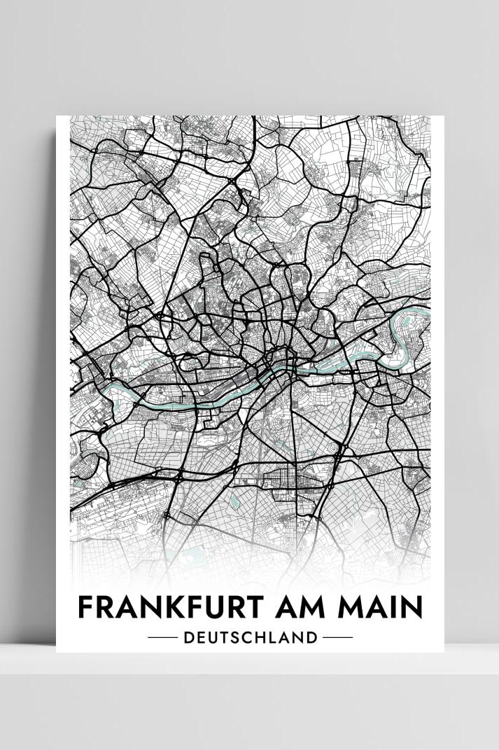 Frankfurt Kaart Duitsland op 3mm aluminium dibond