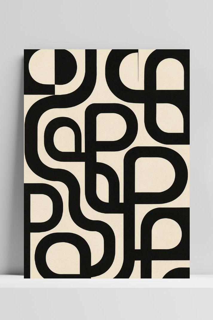 Abstract Geometric Minimalistic Zwart-Wit en un interior