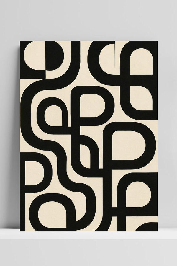 Póster Abstract Geometric Minimalistic Zwart-Wit