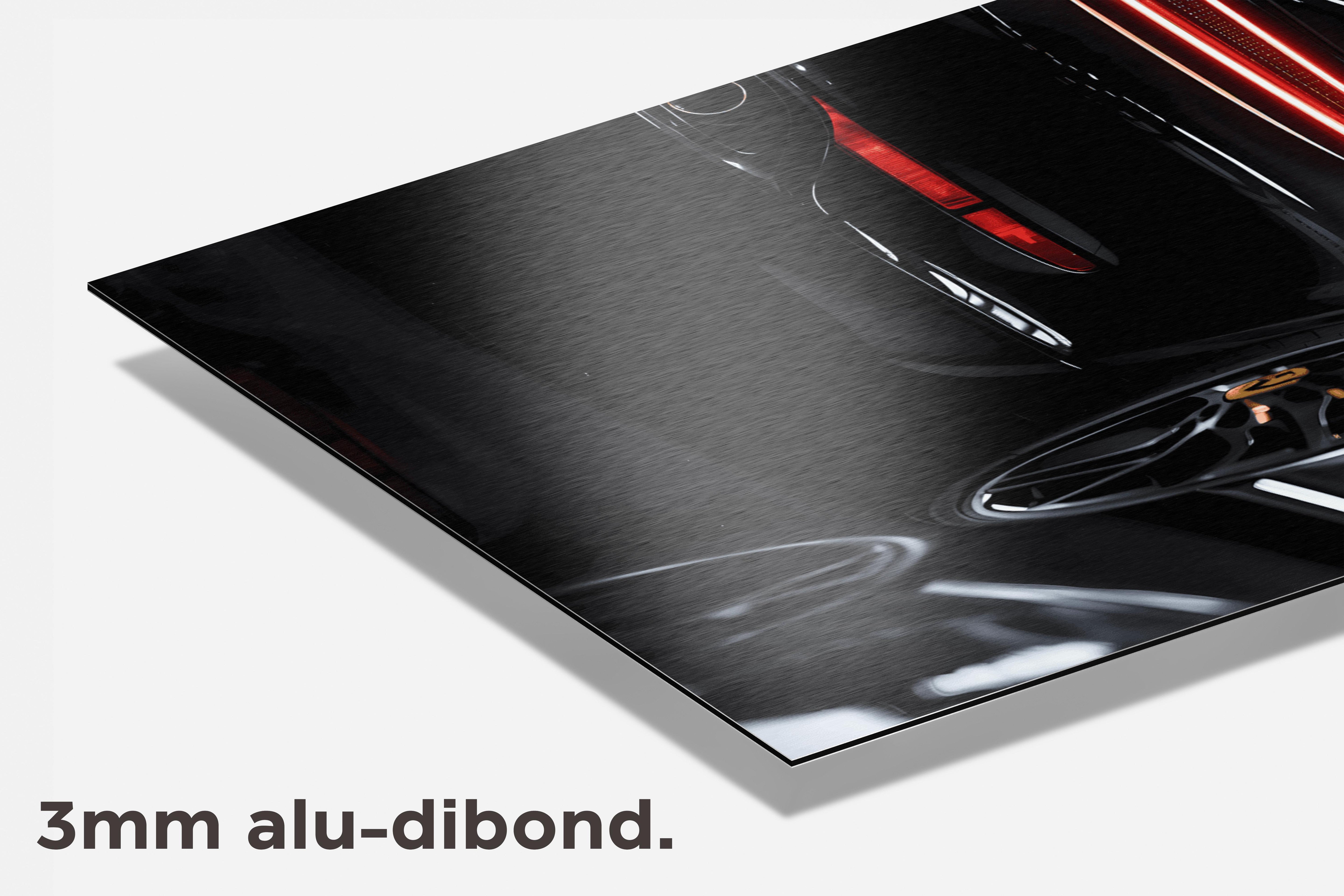 Porsche Zwart dibond detail