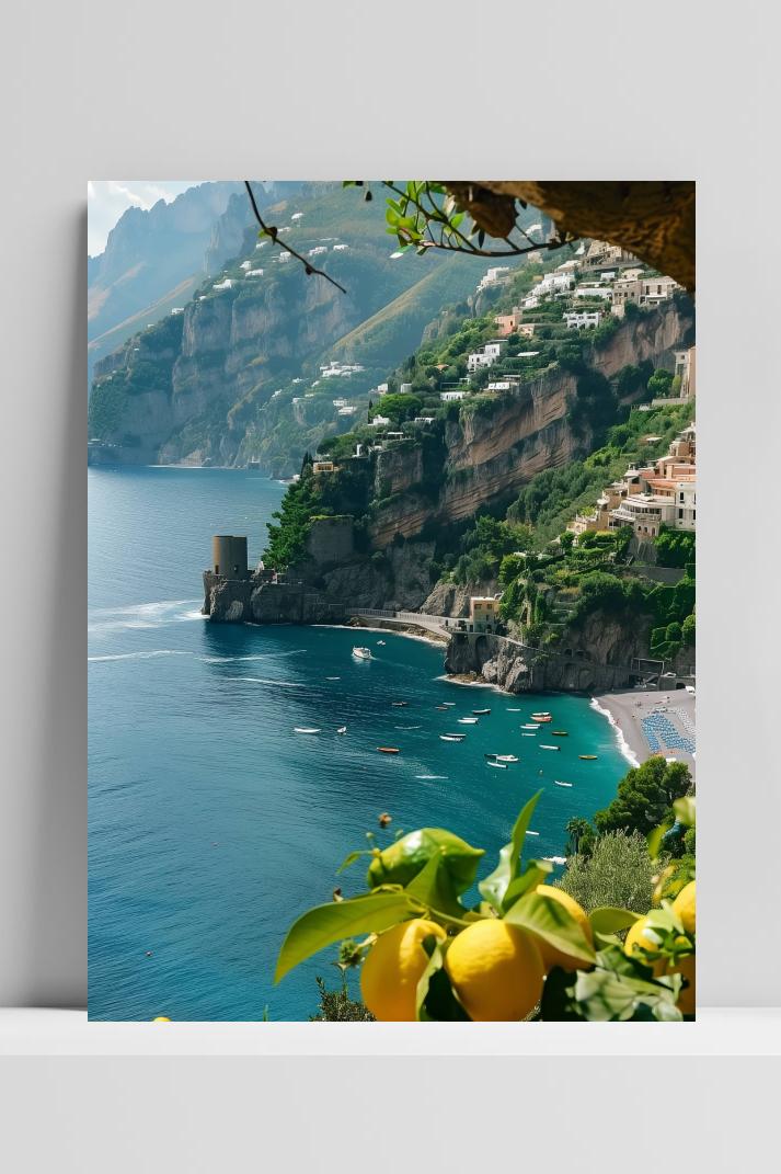 Amalfi Kust op 3mm aluminium dibond