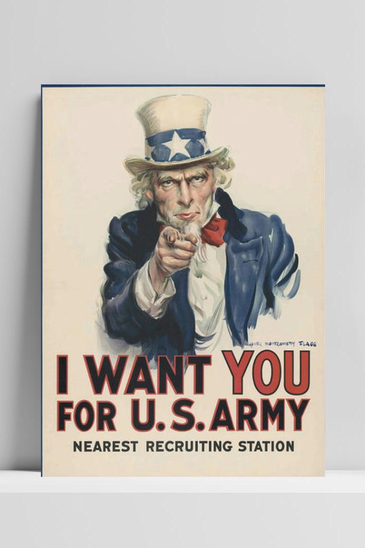 Uncle Sam "I Want You" op 3mm aluminium dibond