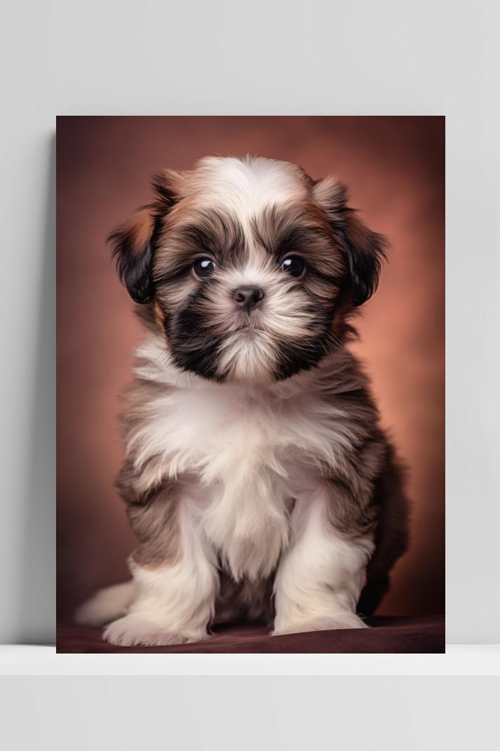 Shih Tzu Pup op 3mm aluminium dibond